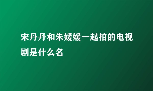 宋丹丹和朱媛媛一起拍的电视剧是什么名