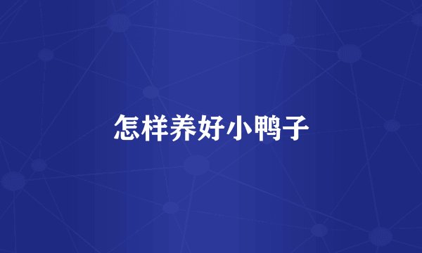 怎样养好小鸭子