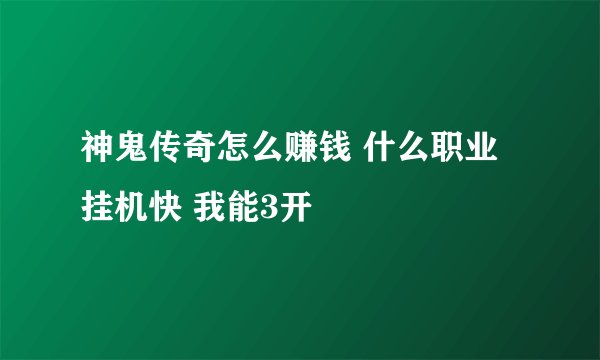 神鬼传奇怎么赚钱 什么职业挂机快 我能3开