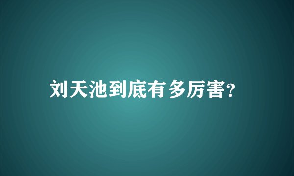 刘天池到底有多厉害？