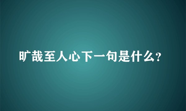 旷哉至人心下一句是什么?