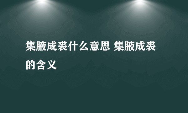 集腋成裘什么意思 集腋成裘的含义