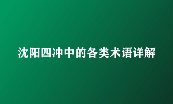 沈阳四冲中的各类术语详解