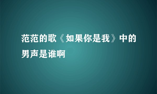 范范的歌《如果你是我》中的男声是谁啊