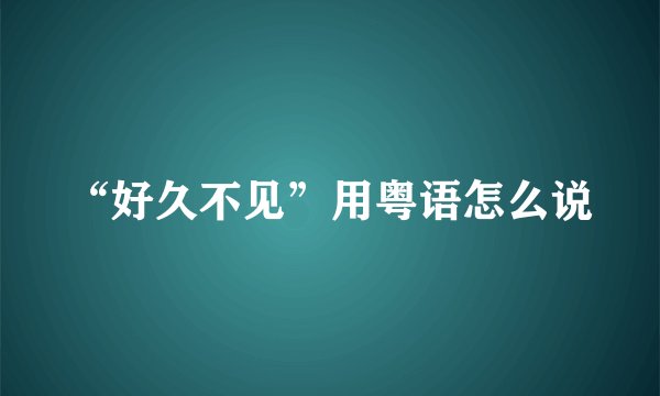 “好久不见”用粤语怎么说
