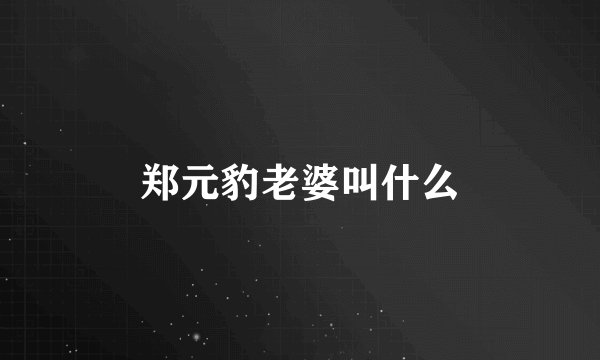 郑元豹老婆叫什么