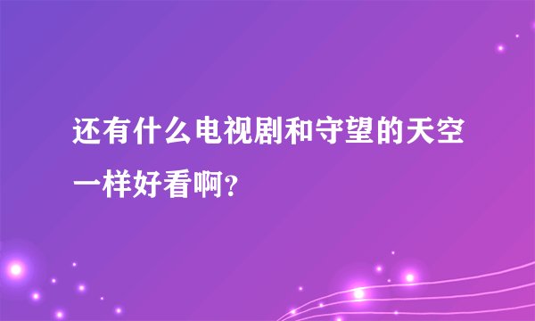 还有什么电视剧和守望的天空一样好看啊？