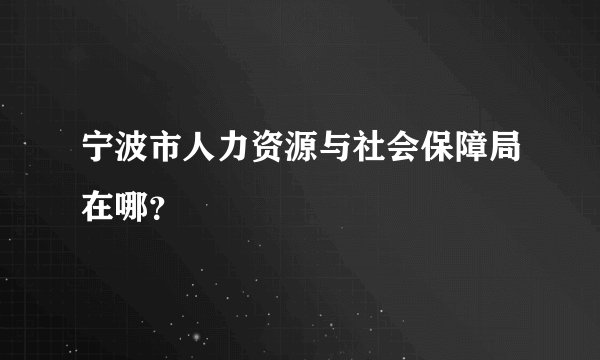 宁波市人力资源与社会保障局在哪？