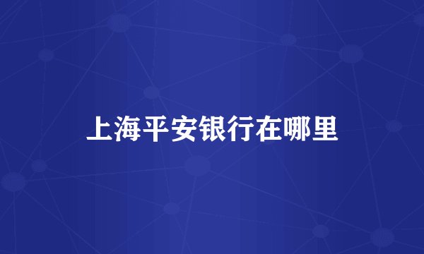上海平安银行在哪里