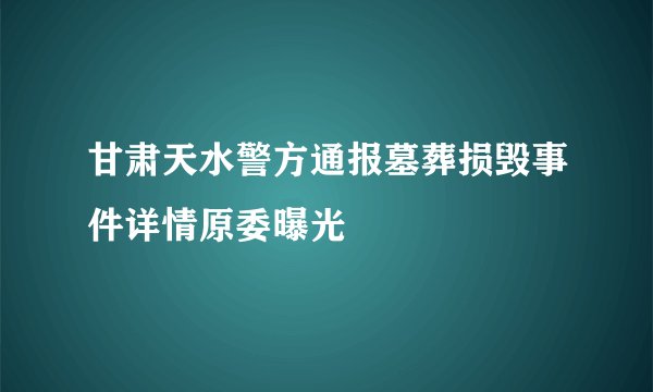 甘肃天水警方通报墓葬损毁事件详情原委曝光