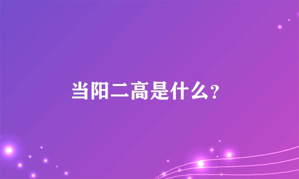 当阳二高是什么？