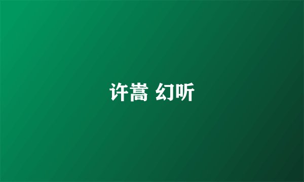 许嵩 幻听