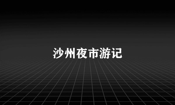 沙州夜市游记