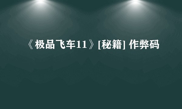 《极品飞车11》[秘籍] 作弊码