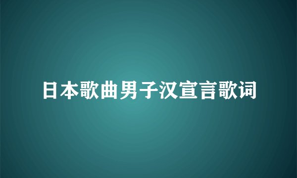 日本歌曲男子汉宣言歌词