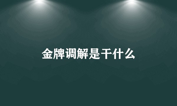 金牌调解是干什么