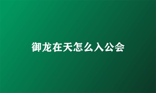 御龙在天怎么入公会
