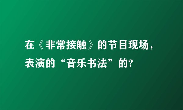 在《非常接触》的节目现场，表演的“音乐书法”的?