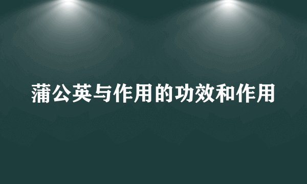 蒲公英与作用的功效和作用