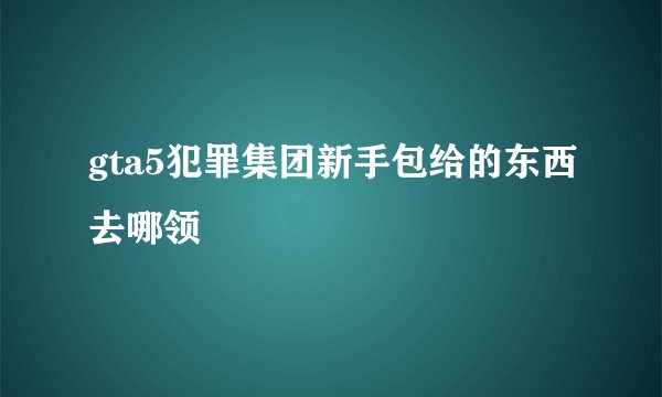 gta5犯罪集团新手包给的东西去哪领