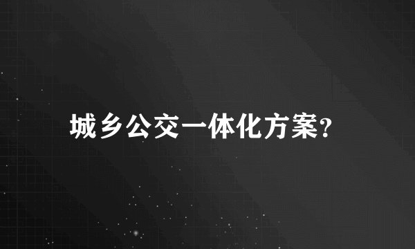 城乡公交一体化方案?