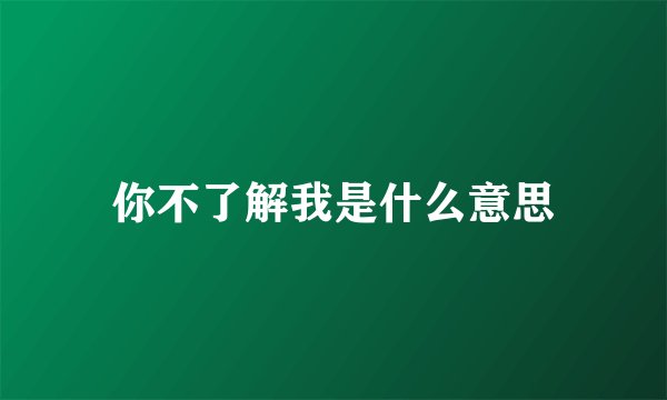 你不了解我是什么意思