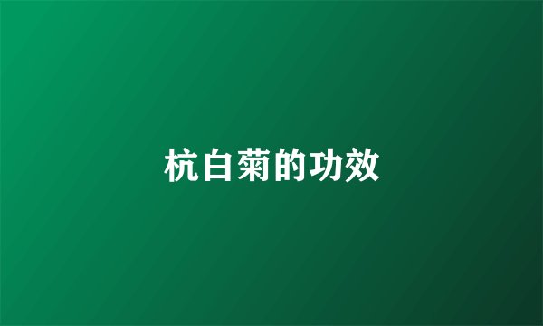 杭白菊的功效