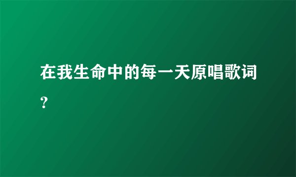 在我生命中的每一天原唱歌词？