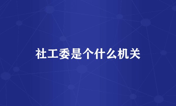 社工委是个什么机关