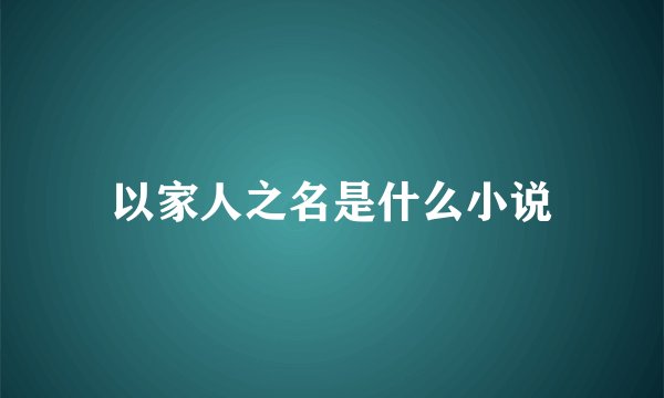 以家人之名是什么小说