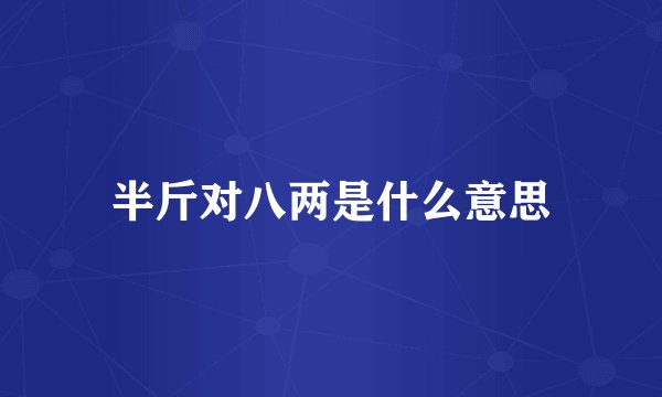 半斤对八两是什么意思