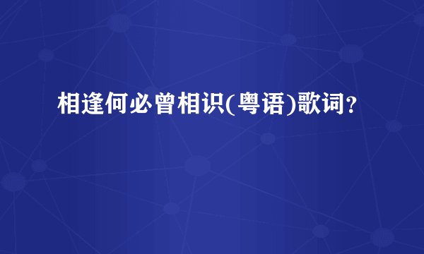 相逢何必曾相识(粤语)歌词？