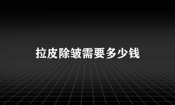 拉皮除皱需要多少钱