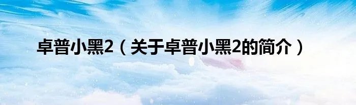 卓普小黑2(关于卓普小黑2的简介)