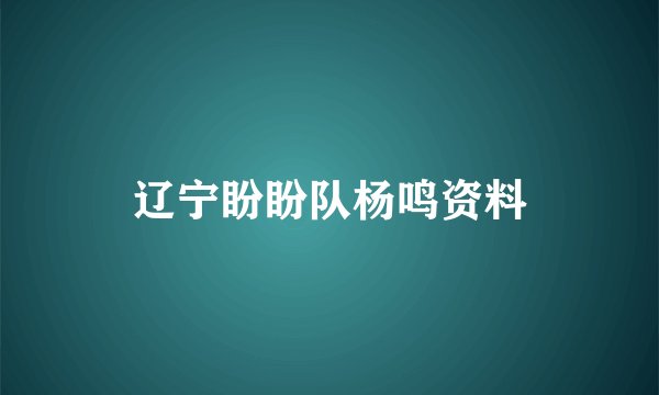 辽宁盼盼队杨鸣资料