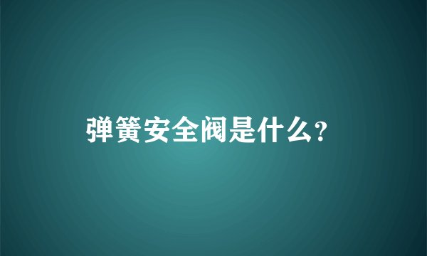 弹簧安全阀是什么？