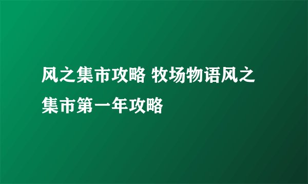 风之集市攻略 牧场物语风之集市第一年攻略