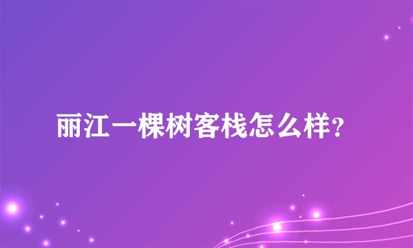 丽江一棵树客栈怎么样？