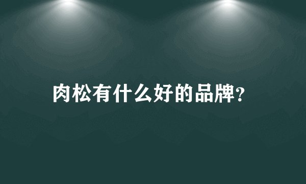 肉松有什么好的品牌?