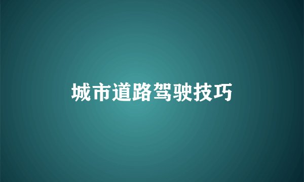 城市道路驾驶技巧