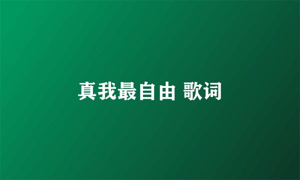 真我最自由 歌词