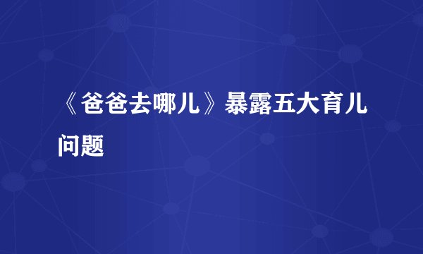 《爸爸去哪儿》暴露五大育儿问题 