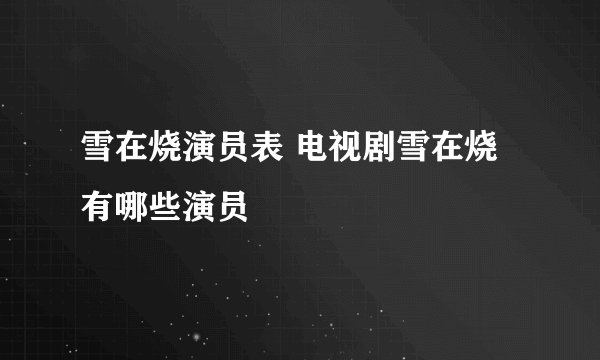 雪在烧演员表 电视剧雪在烧有哪些演员