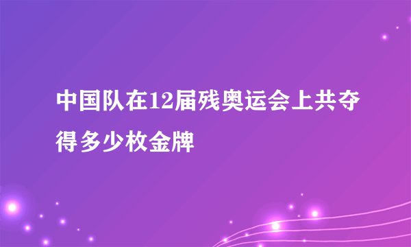 中国队在12届残奥运会上共夺得多少枚金牌