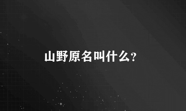 山野原名叫什么？