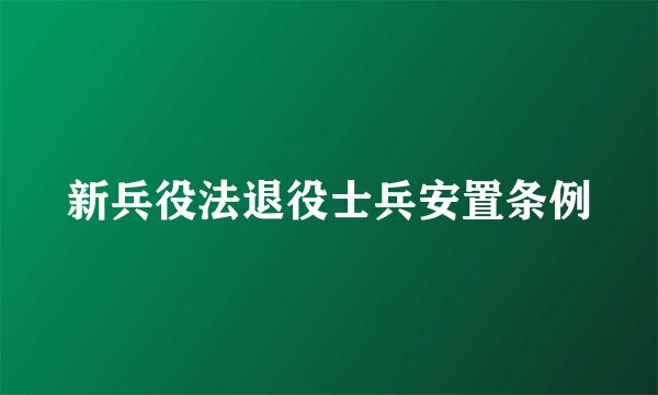 新兵役法退役士兵安置条例