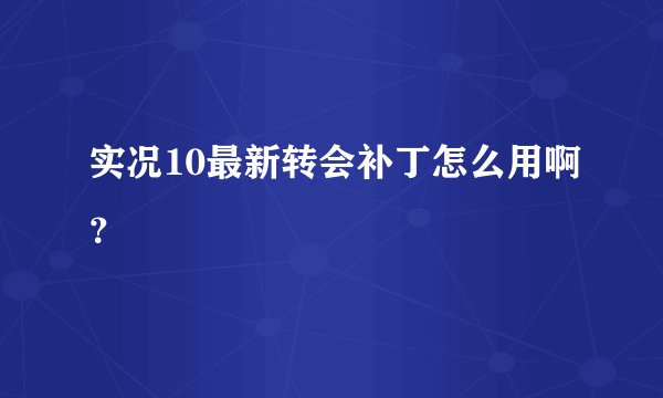 实况10最新转会补丁怎么用啊?