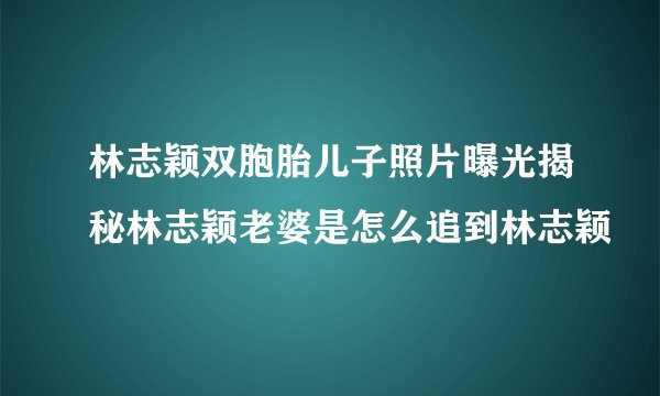 林志颖双胞胎儿子照片曝光揭秘林志颖老婆是怎么追到林志颖