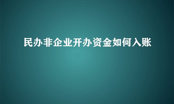 民办非企业开办资金如何入账