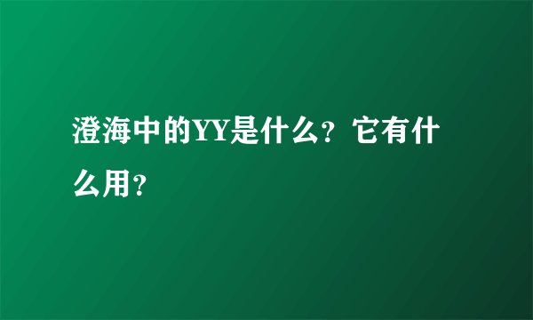 澄海中的YY是什么？它有什么用？